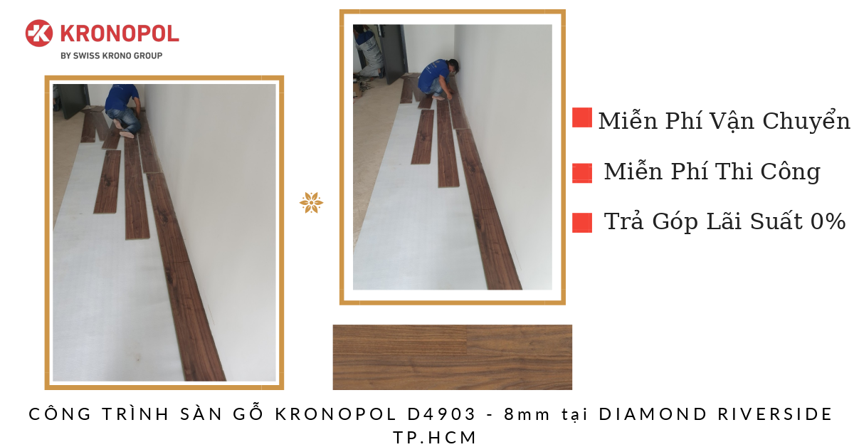 Công trình sàn gỗ Kronopol D4903 8mm tại Diamond Riveside